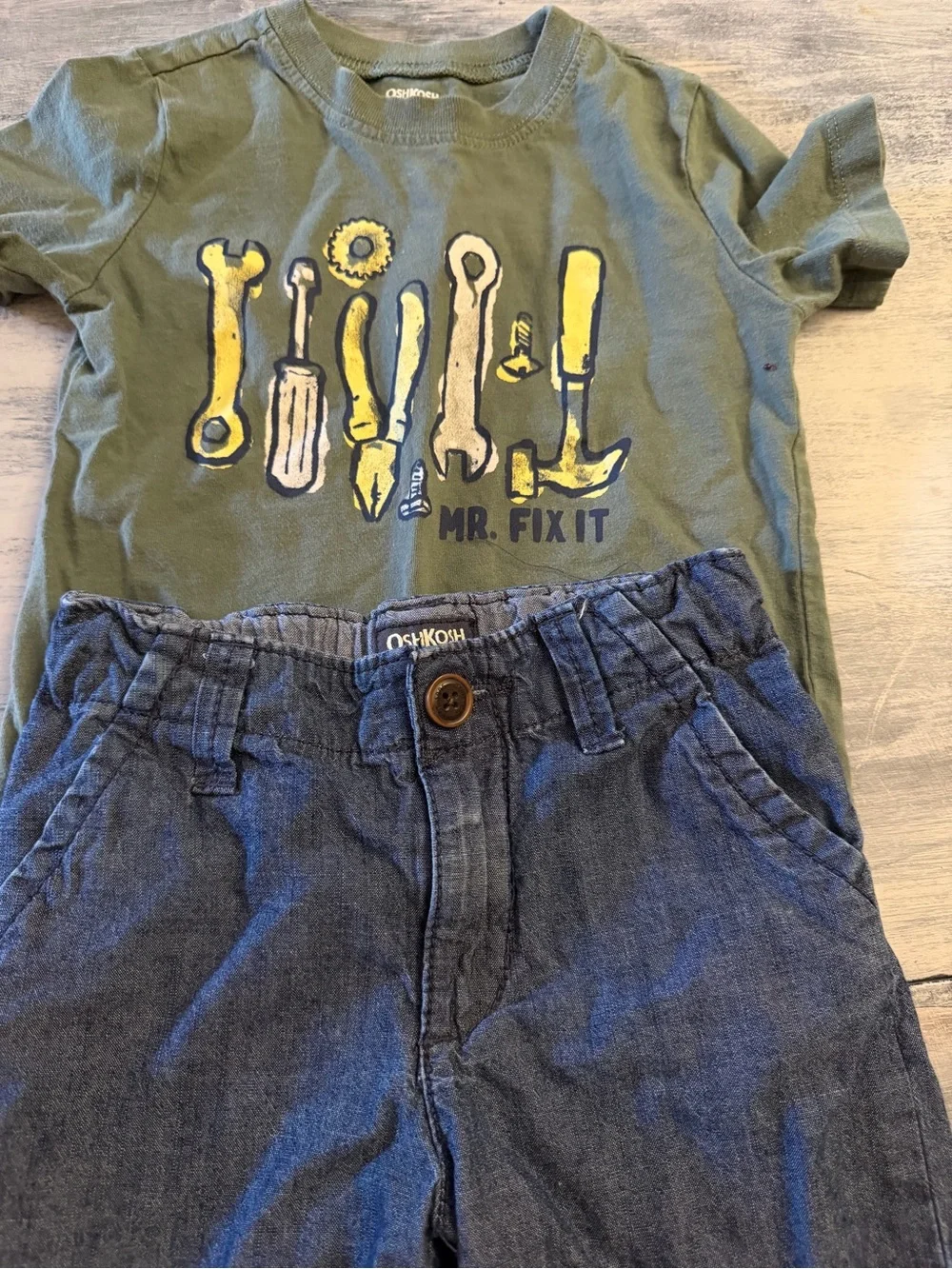 OshKosh Mr. Fix It Tool Tee & Denim Shorts - Green & Blue